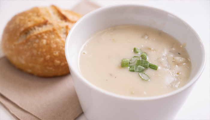 Bowl of soup with bread