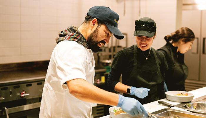 Staff preparing meals